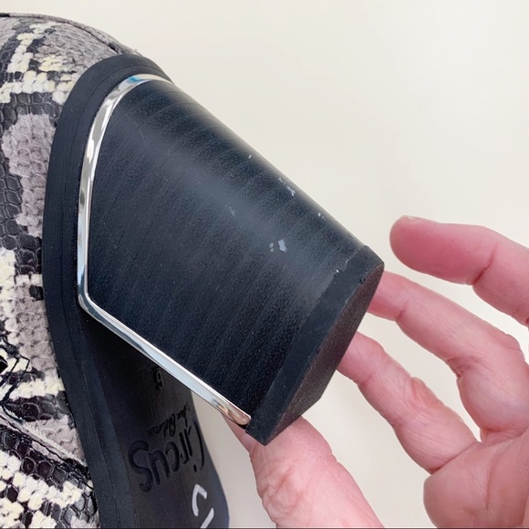 Circus Sam Edelman Womens Snake Print Textured Point Toe Side Zip Heeled Booties - Picture 3 of 13